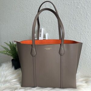 Tory Burch Taupe and Orange Tote